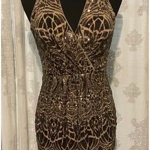 Betsy Adam Bronze Sequin Dress 2